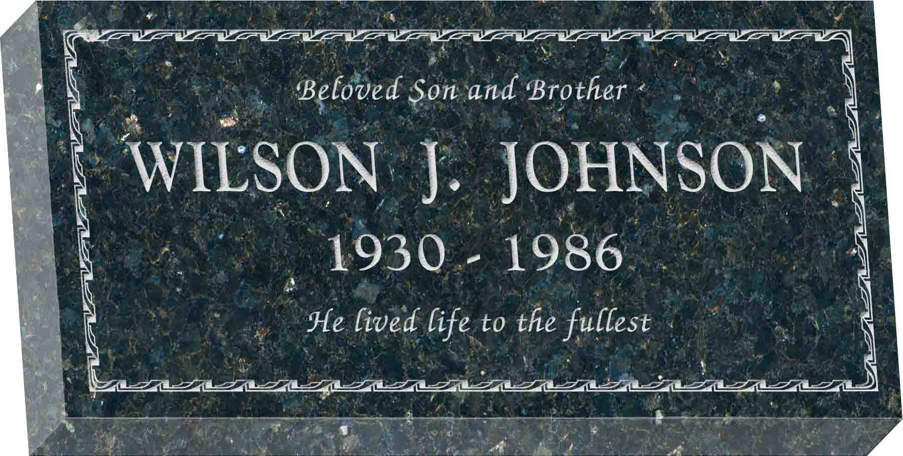 24inch_x_12inch_x_4inch_Flat_Granite_Headstone_in_Emerald_Pearl_with_design_B-3 24inch x 12inch x 4inch Flat Granite Headstone in Emerald Pearl with design B-3