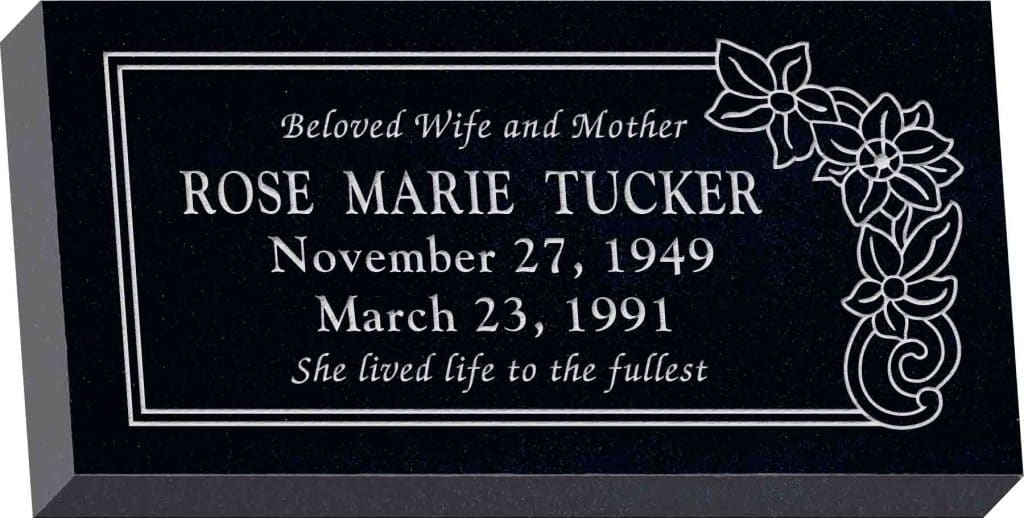 Black granite hot sale grave markers