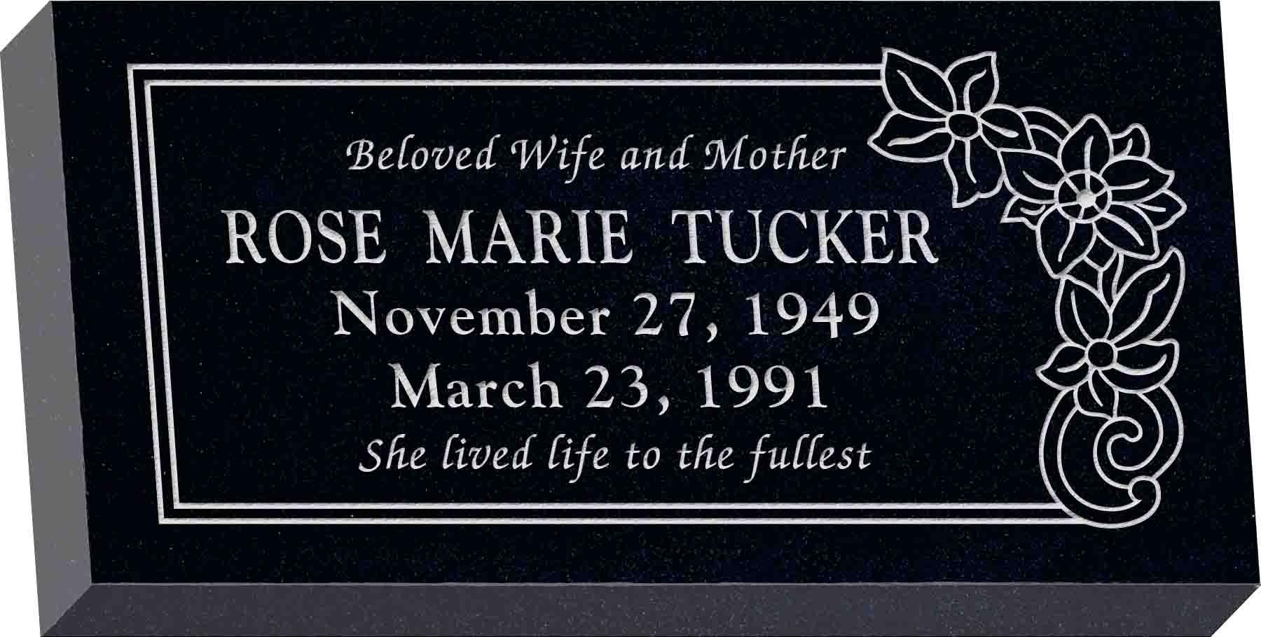 Black granite flat headstones sales