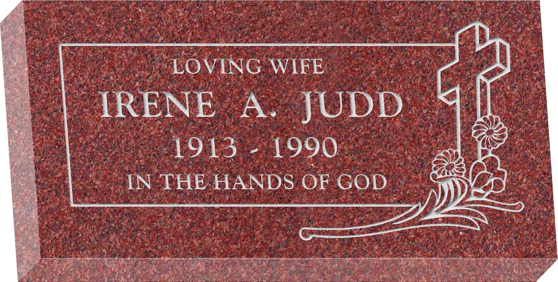 24inch_x_12inch_x_4inch_Flat_Granite_Headstone_in_Imperial_Red_with_design_C-46 24inch_x_12inch_x_4inch_Flat_Granite_Headstone_in_Imperial_Red_with_design_C-46