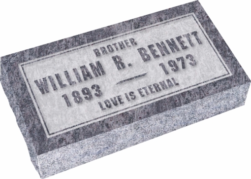 24inch x 12inch x 6inch Pillow Top Headstone in Bahama Blue with design F-102