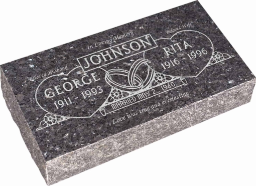 24inch x 12inch x 6inch Pillow Top Headstone in Blue Pearl with design F-224