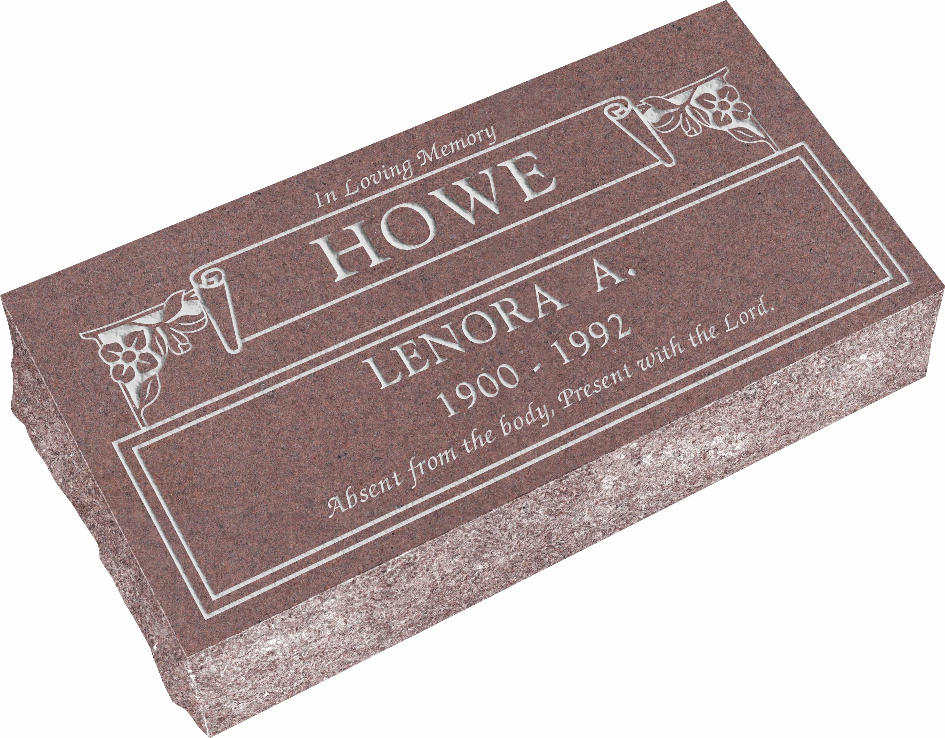 24" x 12" x 6" Pillow Top Headstone Honor Life