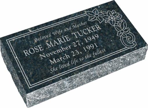 24inch x 12inch x 6inch Pillow Top Headstone in Emerald Pearl with design C-21