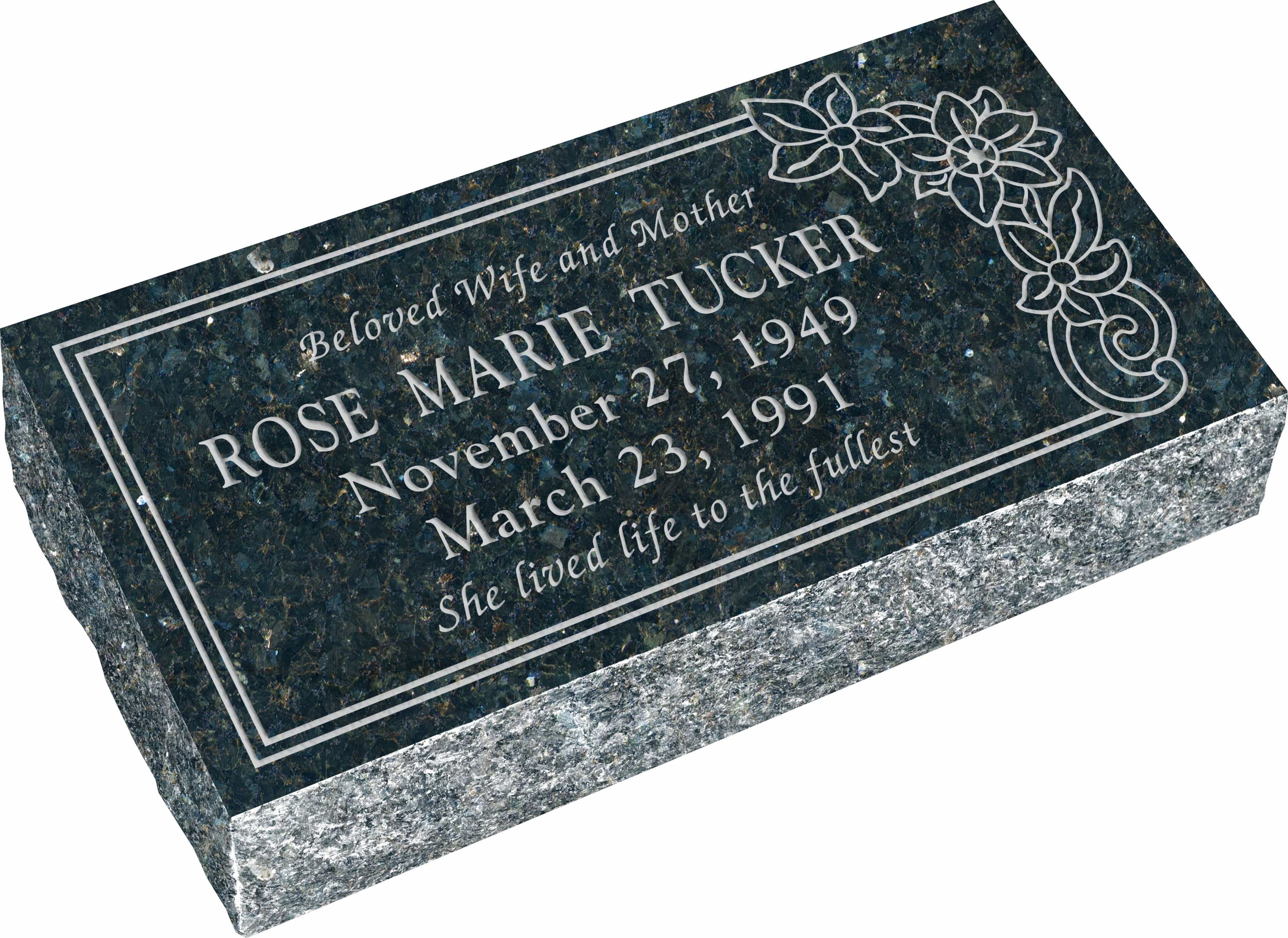 24" x 12" x 6" Pillow Top Headstone Honor Life