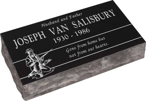 24inch x 12inch x 6inch Pillow Top Headstone in Imperial Black with design H-2