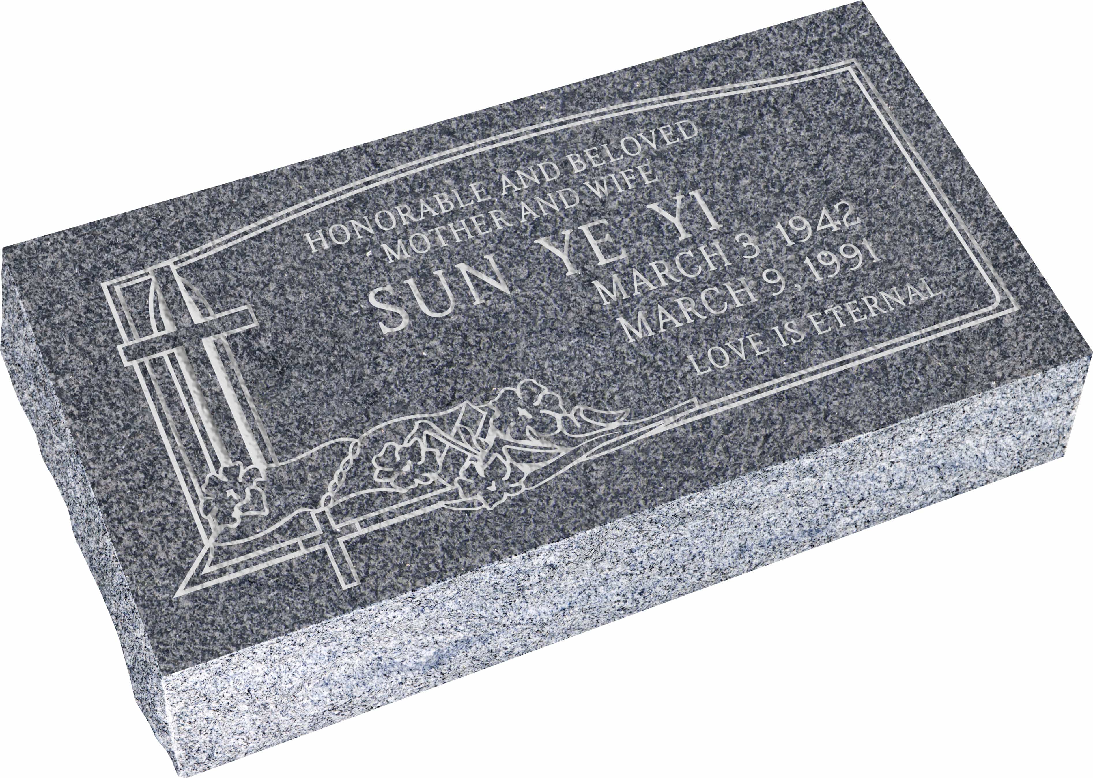 24" x 12" x 6" Pillow Top Headstone Honor Life