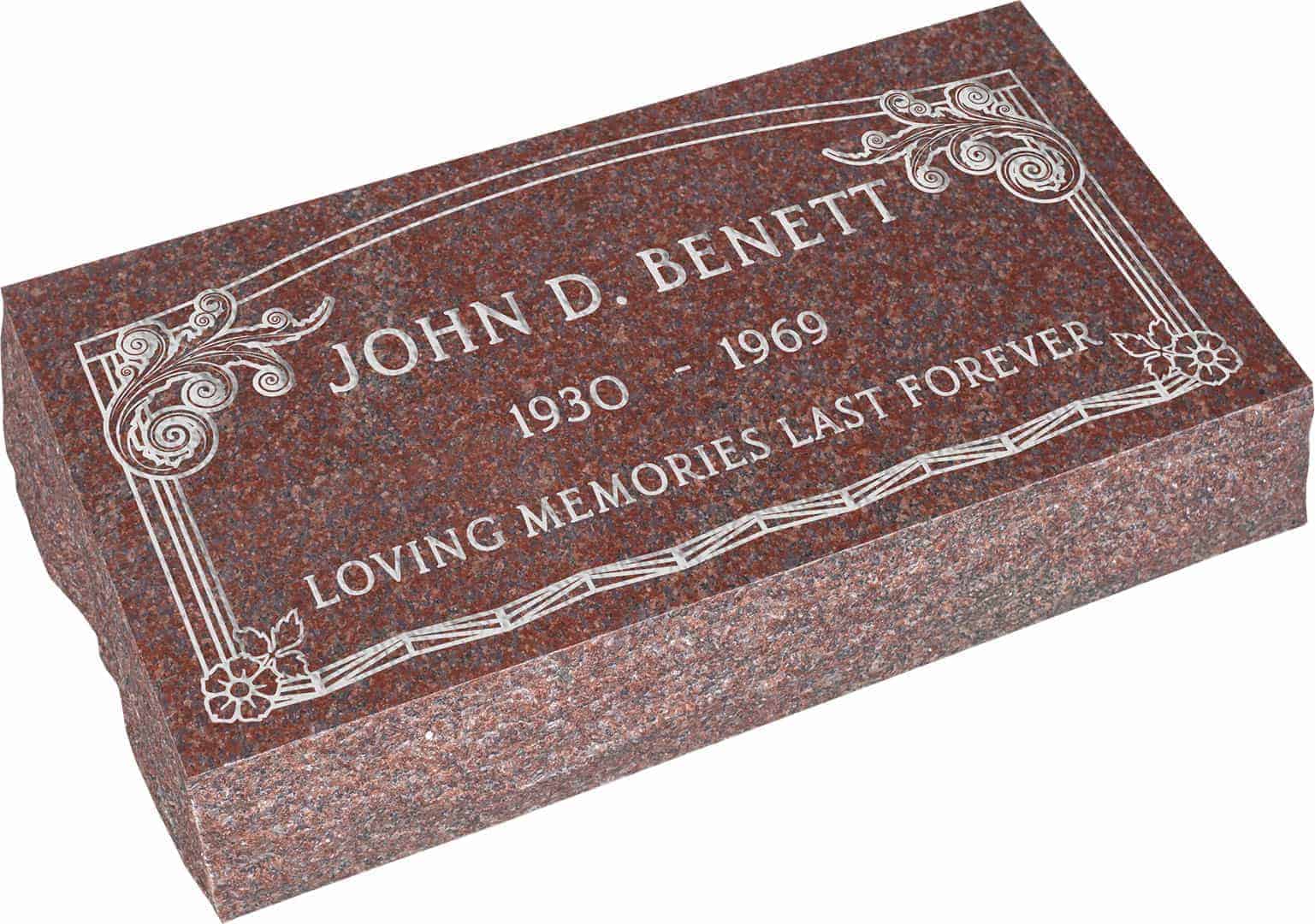 24inch_x_12inch_x_6inch_Pillow_Top_Headstone_in_Imperial_Red_with_design_AS-001 24inch x 12inch x 6inch Pillow Top Headstone in Imperial Red with design AS-001