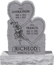 24inch_x_6inch_x_34inch_Double_Heart_Upright_Headstone_polished_front_and_back_with_34inch_Base_in_Grey_with_design_1 24inch x 6inch x 34inch Double Heart Upright Headstone polished front and back with 34inch Base in Grey