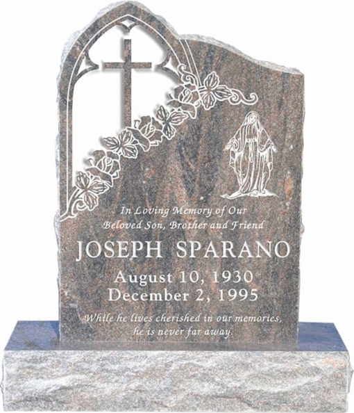 24inch x 6inch x 34inch Gothic Upright Headstone polished front and back with 34inch Base in Himalayan