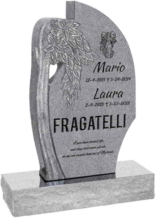 24 inch x 6 inch x 40 inch Olive Tree Upright Headstone polished all sides with 34 inch Base in Grey