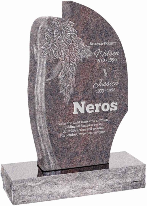 24 inch x 6 inch x 40 inch Olive Tree Upright Headstone polished all sides with 34 inch Base in Himalayan