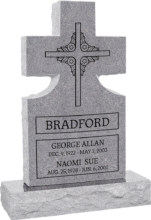 24inch_x_6inch_x_42inch_Cross_Upright_Headstone_polished_front_and_back_with_34inch_Base_in_Grey_with_design 24inch x 6inch x 42inch Cross Upright Headstone polished front and back with 34inch Base in Grey