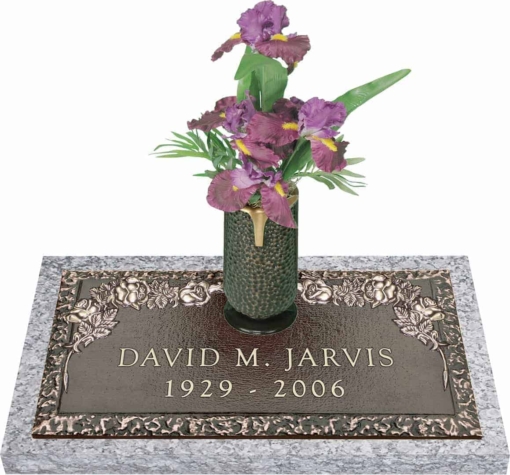 24x12 Dark Bronze Classic Rose 2 with Granite Base and Vase Front Perspective