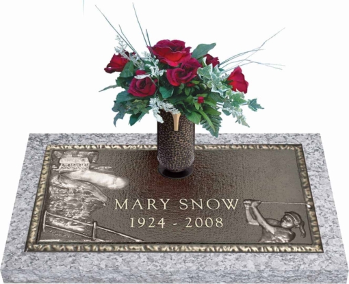 24x12 Dark Bronze Golf Female with Granite Base and Vase Front Perspective