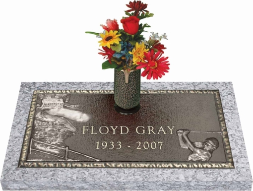 24x12 Dark Bronze Golf Male with Granite Base and Vase Front Perspective