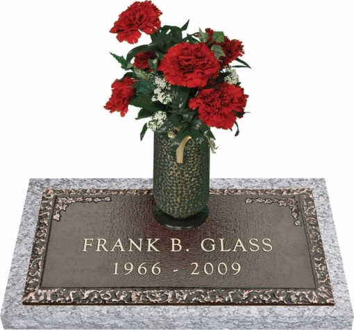 24x12 Dark Bronze Ivy 1 with Granite Base and Vase Front Perspective