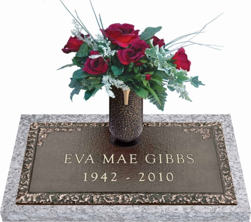 24x12 Dark Bronze Ivy 2 with Granite Base and Vase Front Perspective
