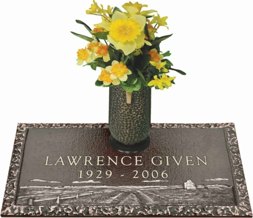 24x12 Dark Bronze Prairie Scene and Vase Front Perspective