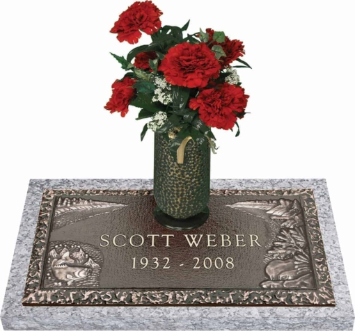 24x12 Dark Bronze Waters Edge with Granite Base and Vase Front Perspective