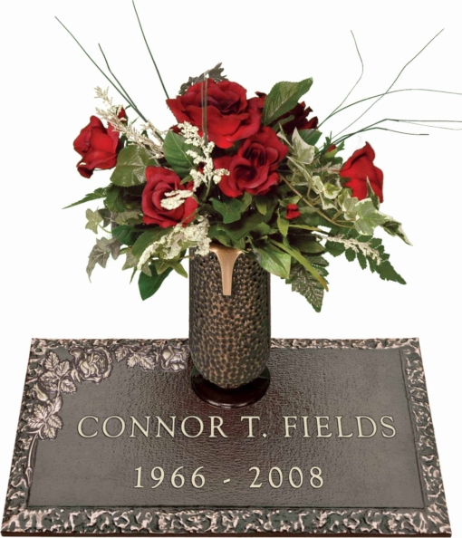 24x14 Dark Bronze Classic Rose 1 and Vase Front Perspective