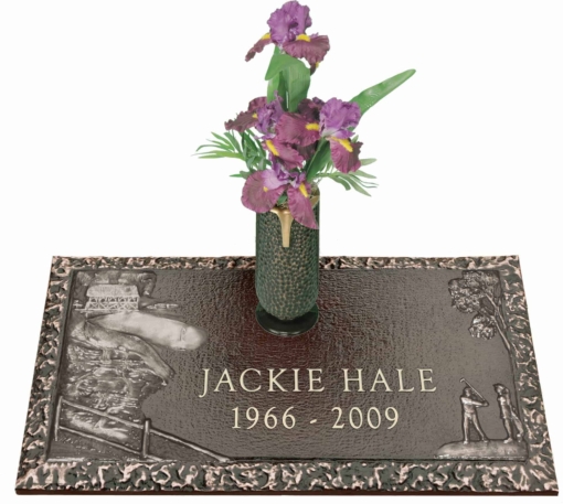 24x14 Dark Bronze Golf Scene and Vase Front Perspective