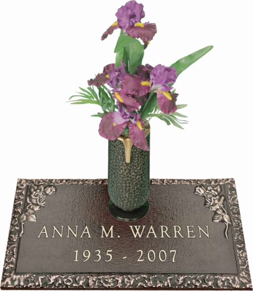 24x14 Dark Bronze Petite Rose and Vase Front Perspective