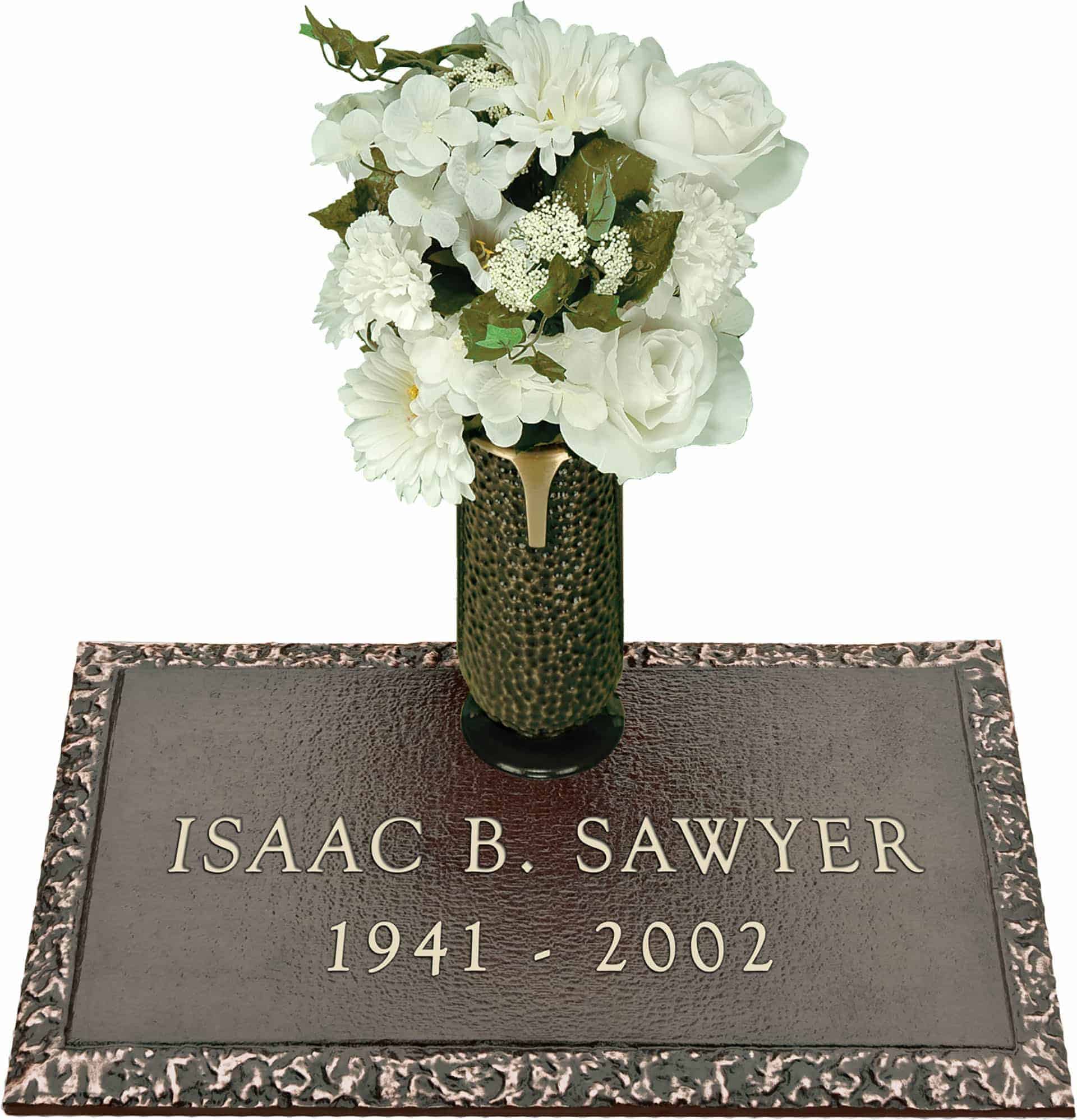 Bronze Headstone 24x14 Individual with Vase without Base | Honor Life