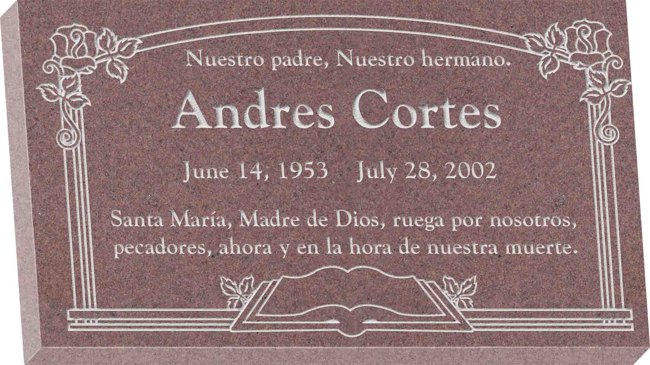 28inch_x_16inch_x_3inch_Flat_Granite_Headstone_in_Desert_Pink_with_design_AS-002