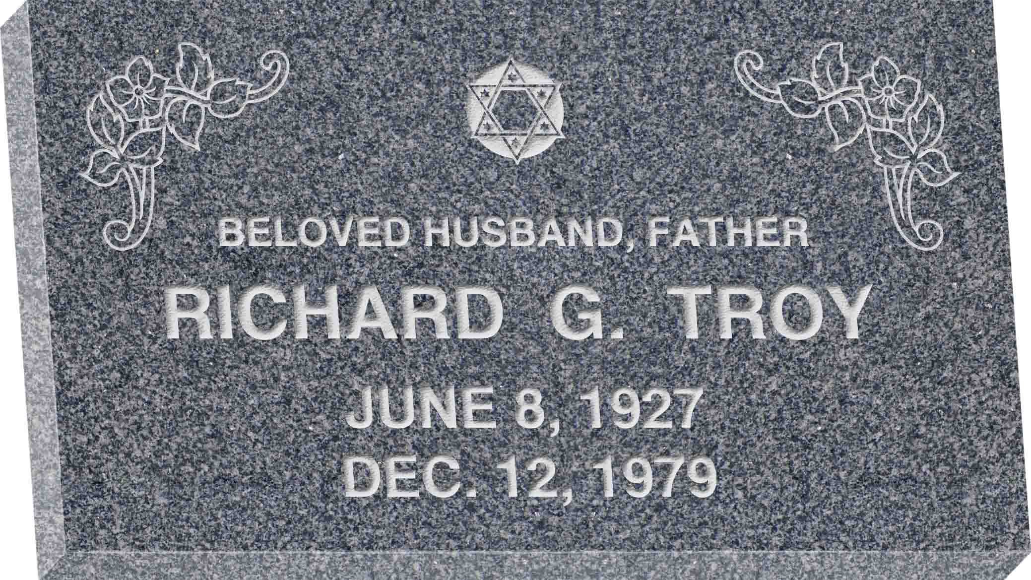 28inch_x_16inch_x_3inch_Flat_Granite_Headstone_in_Imperial_Grey_with_design_J-01