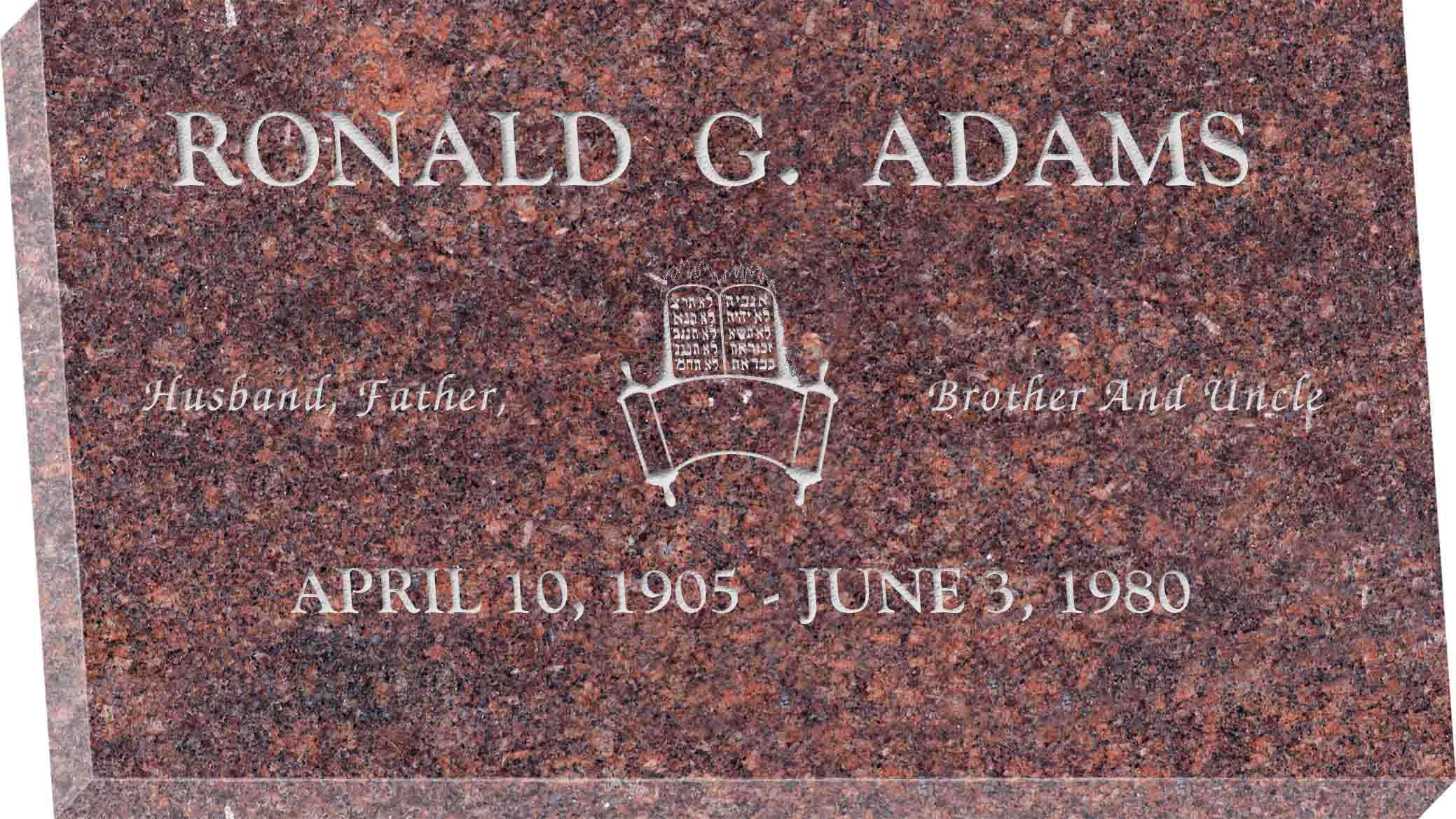 28inch_x_16inch_x_3inch_Flat_Granite_Headstone_in_Mahogany_with_design_J-03 28inch x 16inch x 3inch Flat Granite Headstone in Mahogany with design J-03