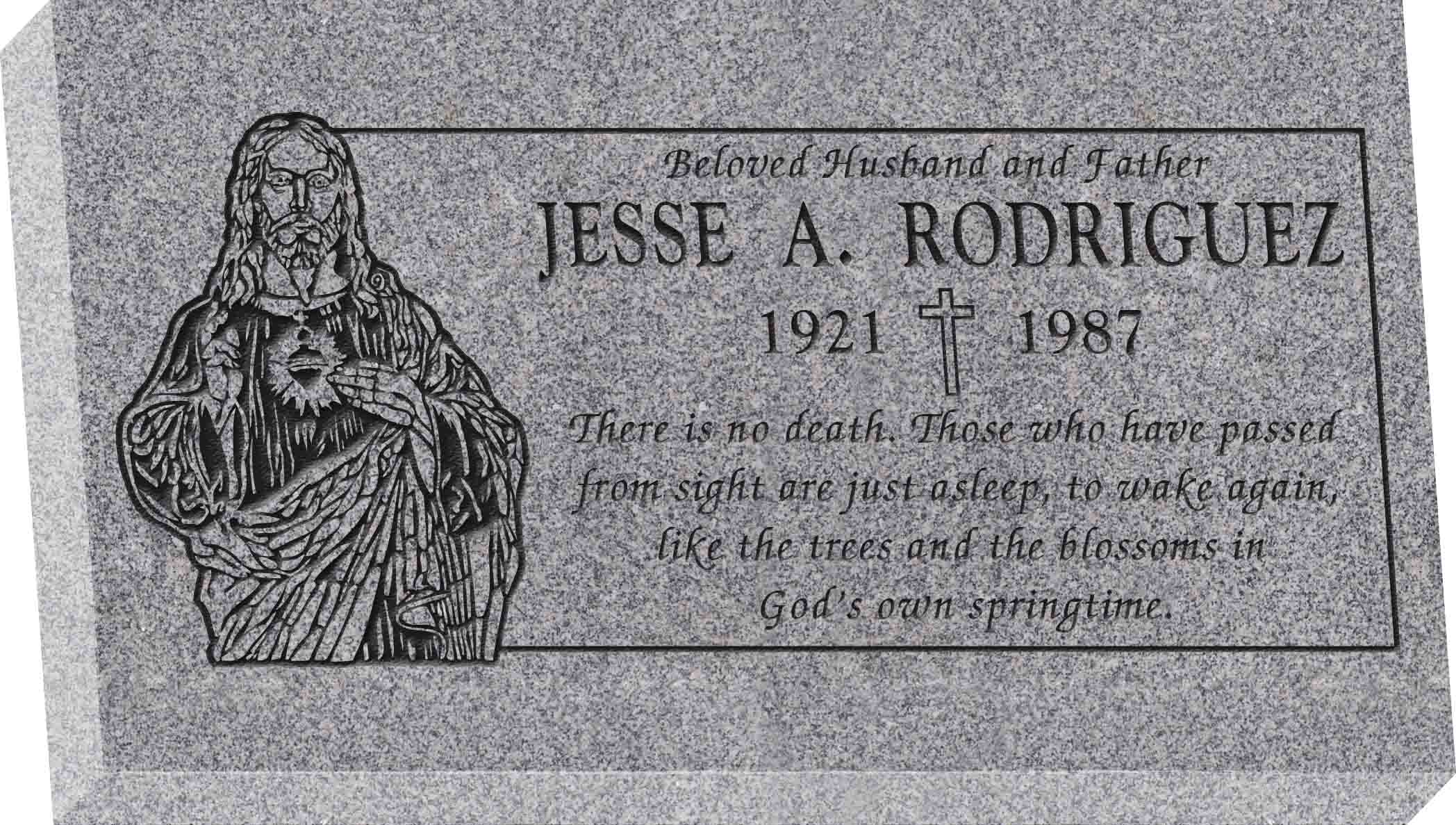 28inch_x_16inch_x_4inch_Flat_Granite_Headstone_in_Grey_with_design_SD-325 28inch x 16inch x 4inch Flat Granite Headstone in Grey with design SD-325