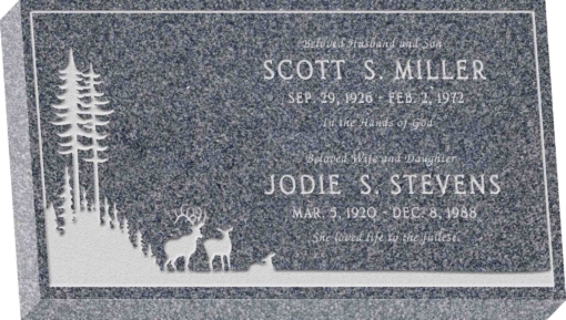 28inch x 16inch x 4inch Flat Granite Headstone in Imperial Grey with design SD-412