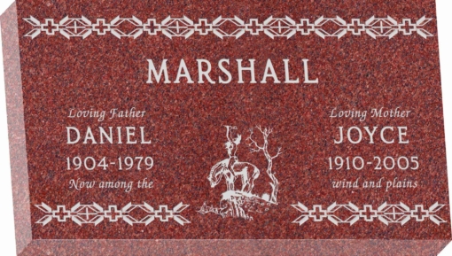 28inch x 16inch x 4inch Flat Granite Headstone in Imperial Red with design SD-204
