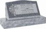 30inch x 10inch x 16inch Serp Top Slant Headstone polished front and back with 36inch Base in Imperial Grey with design SD-330, Sanded Panel