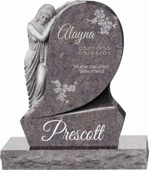 31inch x 6inch x 42inch Saint Mary Upright Headstone polished all sides with 34inch Base in Himalayan