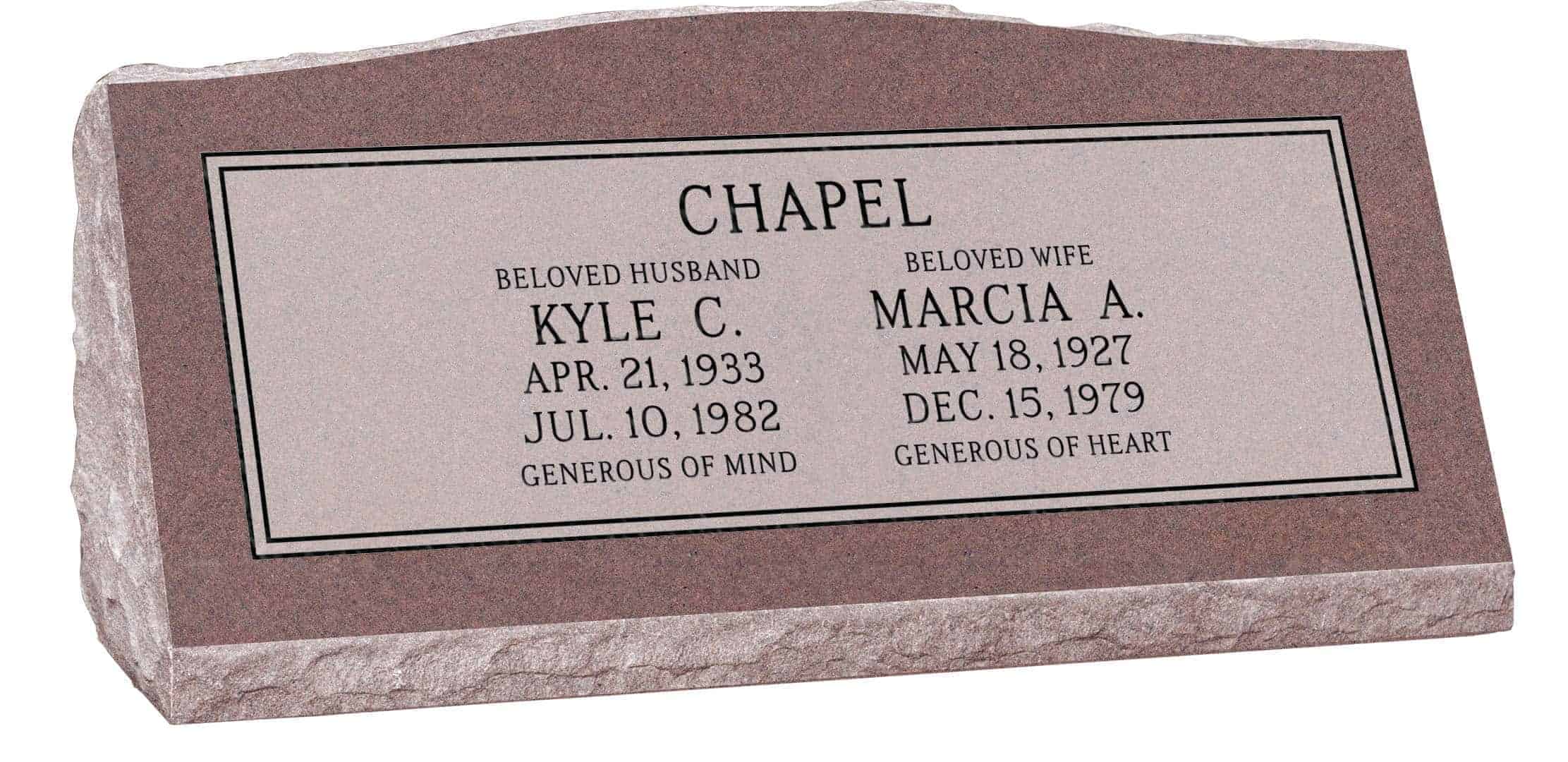 36inch_x_10inch_x_16inch_Serp_Top_Slant_Headstone_polished_front_and_back_in_Desert_Pink_with_design_F-117,_Sanded_Panel