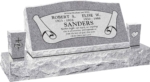 36" x 10" x 16" Serp Top Slant Headstone polished front and back with 52" Base and two square tapered Vases