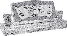 36inch_x_10inch_x_16inch_Serp_Top_Slant_Headstone_polished_front_and_back_with_52inch_base_and_two_square_tapered_vases_in_Grey_with_design_B-7,_Sanded_Panel 36inch_x_10inch_x_16inch_Serp_Top_Slant_Headstone_polished_front_and_back_with_52inch_base_and_two_square_tapered_vases_in_Grey_with_design_B-7,_Sanded_Panel