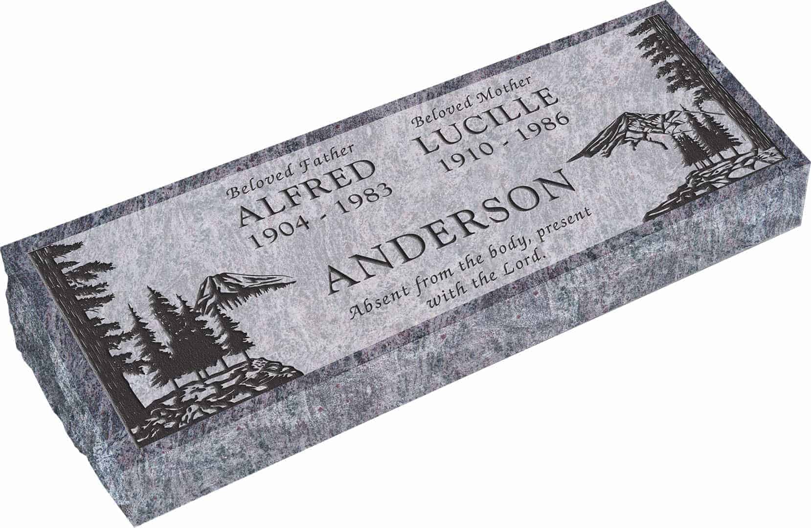 36inch_x_12inch_x_6inch_Pillow_Top_Headstone_in_Bahama_Blue_with_design_S-4,_Sanded_Panel 36inch x 12inch x 6inch Pillow Top Headstone in Bahama Blue with design S-4, Sanded Panel