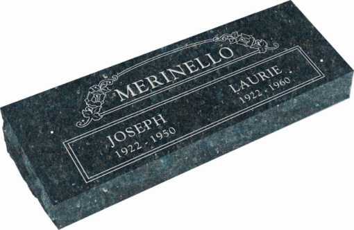 36inch x 12inch x 6inch Pillow Top Headstone in Emerald Pearl with design SD-100