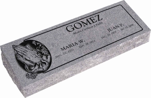 36inch x 12inch x 6inch Pillow Top Headstone in Grey with design AS-013