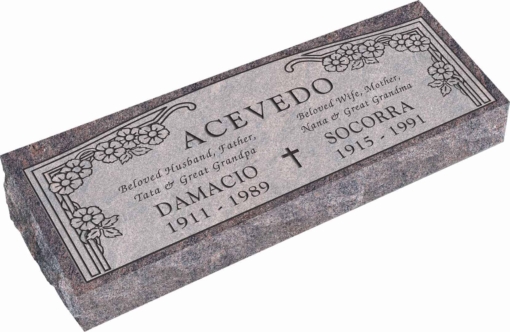 36inch x 12inch x 6inch Pillow Top Headstone in Himalayan with design HL-102, Sanded Panel