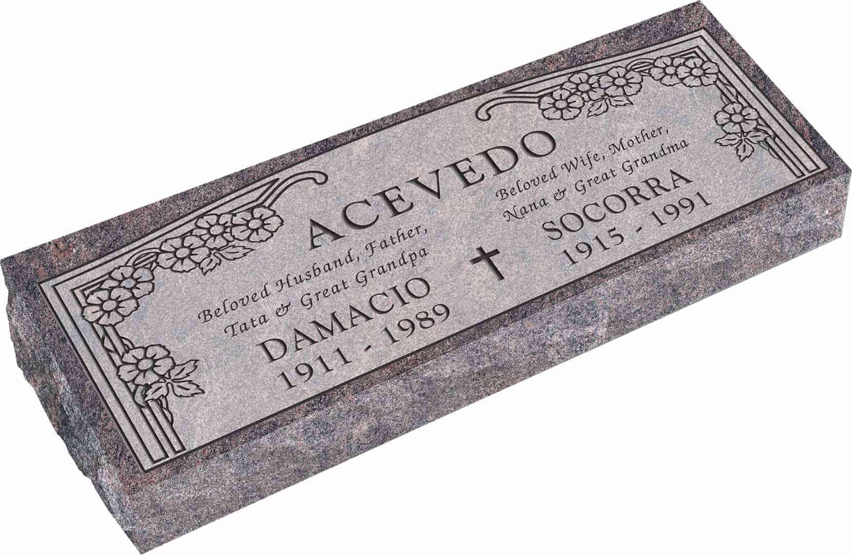 36inch_x_12inch_x_6inch_Pillow_Top_Headstone_in_Himalayan_with_design_HL-102,_Sanded_Panel 36inch x 12inch x 6inch Pillow Top Headstone in Himalayan with design HL-102, Sanded Panel