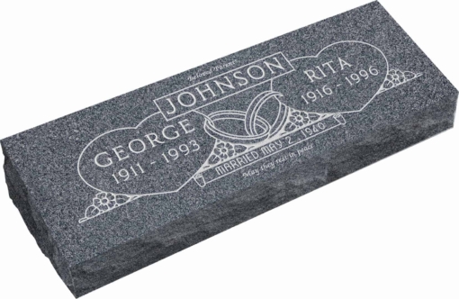 36inch x 12inch x 6inch Pillow Top Headstone in Imperial Grey with design F-224