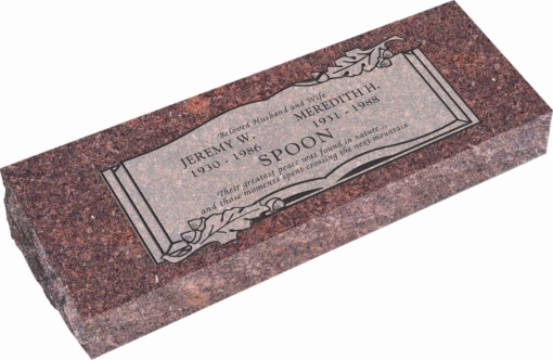 36inch x 12inch x 6inch Pillow Top Headstone in Mahogany with design F-407 Sanded Panel
