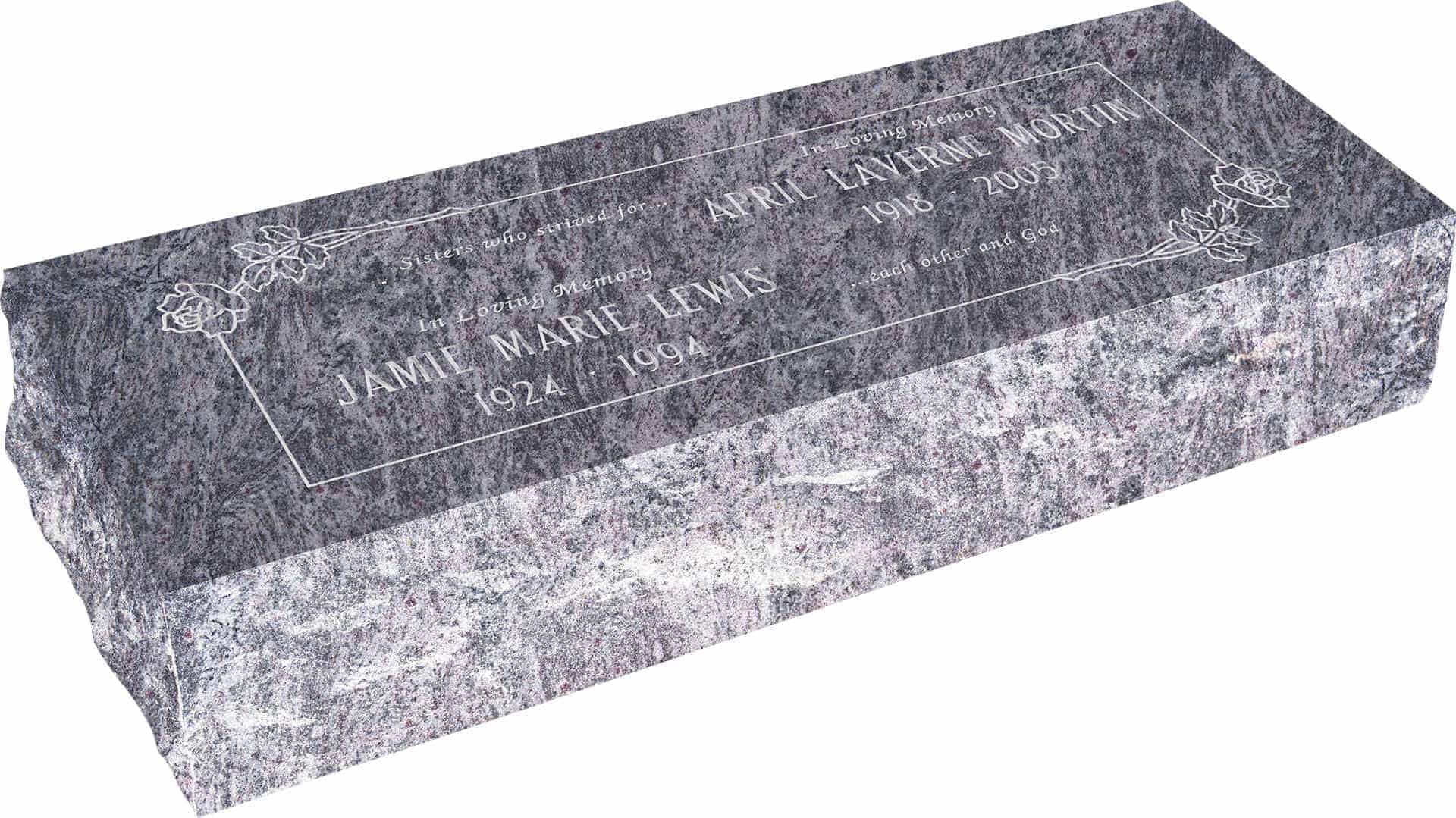 36inch_x_12inch_x_8inch_Pillow_Top_Headstone_in_Bahama_Blue_with_design_SD-111