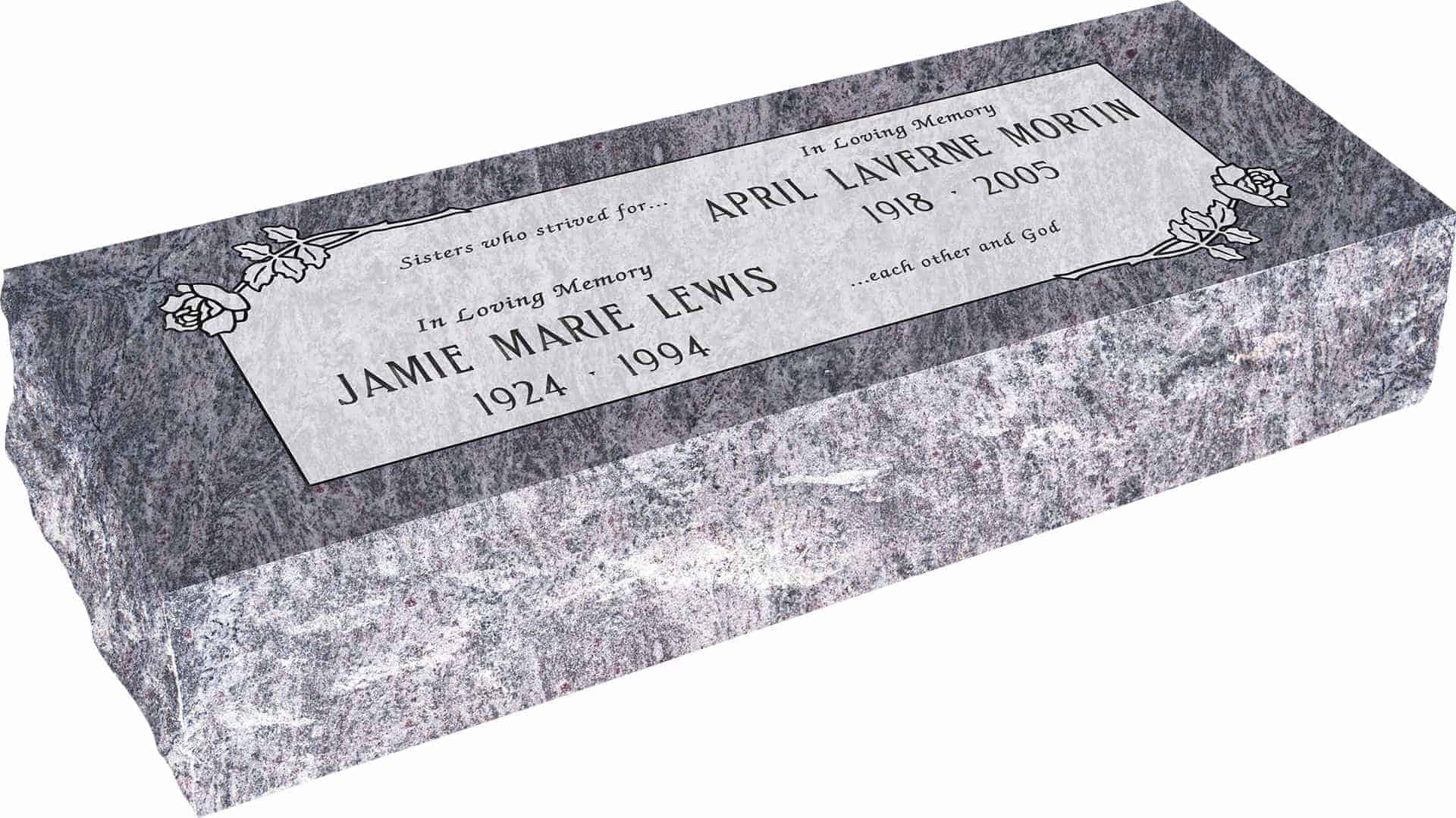 36inch_x_12inch_x_8inch_Pillow_Top_Headstone_in_Bahama_Blue_with_design_SD-111_Sanded_Panel 36inch x 12inch x 8inch Pillow Top Headstone in Bahama Blue with design SD-111 Sanded Panel