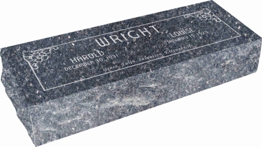 36inch x 12inch x 8inch Pillow Top Headstone in Blue Pearl with design SD-104