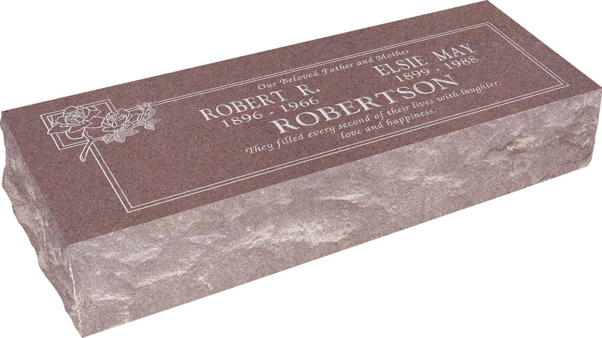 36inch_x_12inch_x_8inch_Pillow_Top_Headstone_in_Desert_Pink_with_design_B-11 36inch x 12inch x 8inch Pillow Top Headstone in Desert Pink with design B-11